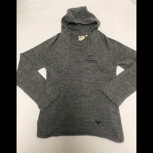 Roxy Gray Hooded Knit Sweater